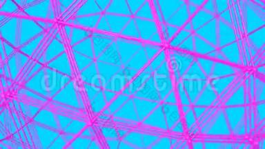 紫色球体框架在一块绿松石上慢慢旋转.. 3D渲染